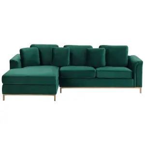 Right-Hand Corner Sofa OSLO Dark Green Velvet Right Hand