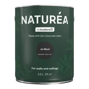 GoodHome Naturéa Jet black Velvet matt Wall paint, 2.5L