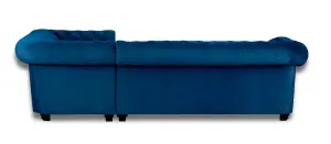 Chesterfield Style Mariot Corner Sofa Blue French Velvet (Right Hand Corner)