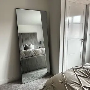 Melody Maison Large Black Thin Framed Leaner Mirror 80cm x 180cm