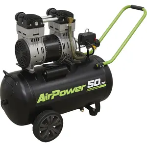 50L Low Noise Direct Drive Air Compressor with Twin Gauges - 1.6hp Motor