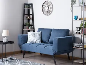 Beliani Glam Sofa Bed BREKKE Navy Blue