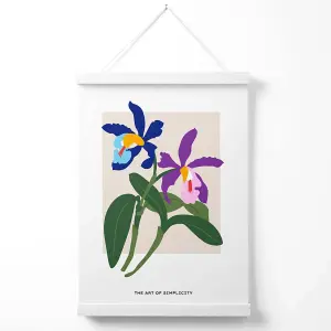 Blue and Purple irises Flower Market Simplicity Poster with Hanger / 33cm / White