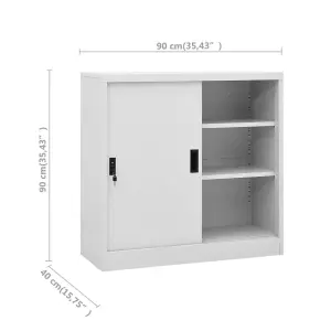 Berkfield Office Cabinet with Sliding Door Light Grey 90x40x90 cm Steel