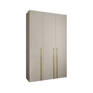 Elegant Cashmere Como 3 Hinged Door Wardrobe H2460mm W1500mm D500mm, Three Doors, Eleven Shelves, Two Hanging Rails, Gold Handles