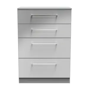 Chester 4 Drawer Deep Chest in Uniform Grey Gloss & Dusk Grey (Ready Assembled)