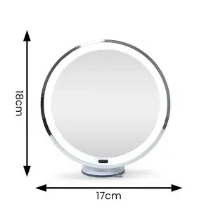 ValueLights Rechargeable Suction Cup Mirror with 5 x Magnification Vanity Makeup Shaving Mirror