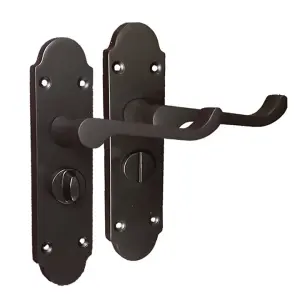 Epsom Door Handle Bathroom Privacy Lock Scroll Lever - Matt Black