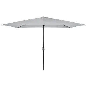 Charles Bentley 3m x 2m Rectangular Outdoor Garden Parasol Umbrella - Light Grey