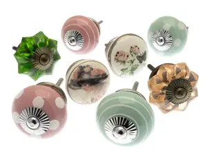 MangoTreeKnobs - Mixed Set of 8 Drawer Knobs Cupboard Knobs Pulls Antique Vintage Style Design (MG-323)