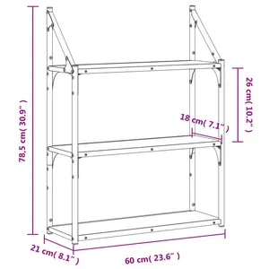 3 Piece Floating Shelf Black / 78.5 cm H x 23.62 cm W x 21 cm D