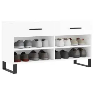 Berkfield Shoe Bench High Gloss White 102x35x55 cm Engineered Wood