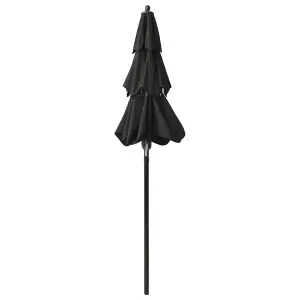 Berkfield 3-Tier Parasol with Aluminium Pole Black 2 m