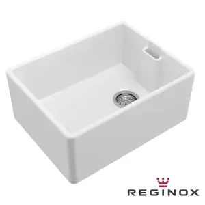 Reginox Belfast II 1.0 Bowl White Ceramic Kitchen Sink With Weir Overflow