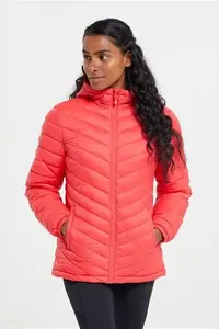 Womens Seasons Padded Jacket | Coral | Size 4 | Mountain Warehouse | Water-Resistant, Lightweight, Microfibre Insulation