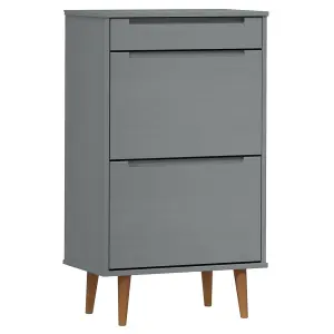 Berkfield Shoe Cabinet MOLDE Grey 59,5x35x103 cm Solid Wood Pine