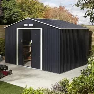 10 x 8 Double Door Metal Apex Shed (Dark Grey)