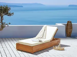 Sun Lounger with Cushion Wood Light Wood FANANO