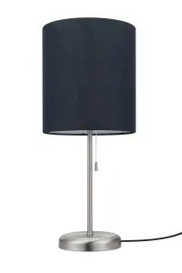 GoodHome Penistone Straight Brushed Navy Chrome effect Table lamp