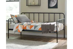 Balance Day Bed in Black Metal Finish, 3FT Single, Guest Bed, Sturdy, Frame with Foam Mattress Included