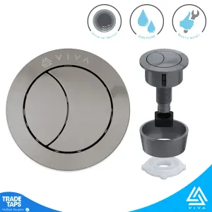 VIVA Brushed Nickel Toilet Push Button Dual Flush Cistern Universal Fitting 40/50/60mm