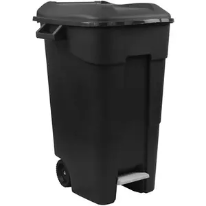 120 Litre Wheelie Bin with Foot Pedal - Black Lid