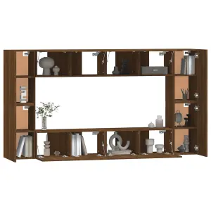 Berkfield 8 Piece TV Cabinet Set Brown Oak Engineered Wood