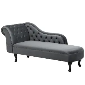 Left Hand Chaise Lounge Velvet Grey NIMES