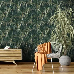 Muriva Green Tropical Water coloured effect Embossed Wallpaper