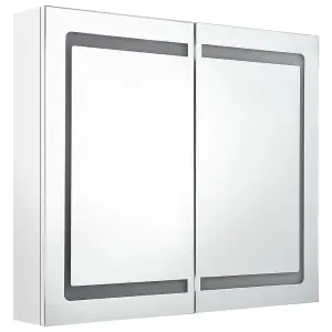 Berkfield LED Bathroom Mirror Cabinet Shining White 80x12x68 cm