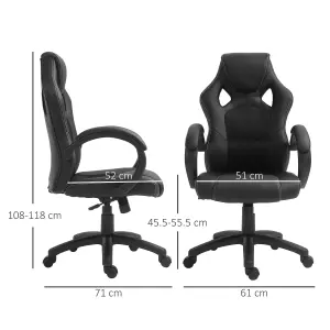 Vinsetto Racing Gaming Chair Swivel Home Office Gamer Chair with Wheels Black