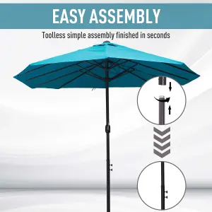 Outsunny 4.6M Garden Patio Umbrella Canopy Parasol Sun Shade w/o Base Blue