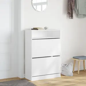 Shoe Cabinet with 2 Flip-Drawers White 80x34x116 cm