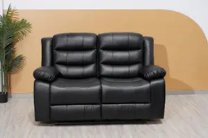 Milano Black Leather Recliner Sofa  2 Seater