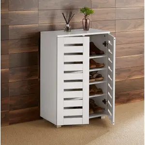 Home Source Oslo 2 Door Shoe Storage Cabinet Unit White