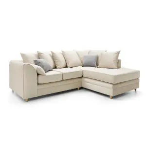 Chicago Velvet Right Facing Corner Sofa in Cream