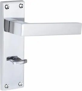 Victorian Straight Delta Handle, Silver Polished Chrome, Bathroom WC Toilet Door Handles, 64mm Bathroom Mortise Lock