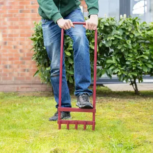 Hardys 5 Tine Aerator - Hollow Prong Soil Corer, Improves Lawn Drainage, Reduces Compaction, Powder-Coated Steel - 92cm x 29cm