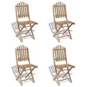 Berkfield Foldable Outdoor Chairs Bamboo 4 pcs