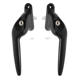 Yale Quartus Cranked Window Handle - Black, Left, 15mm