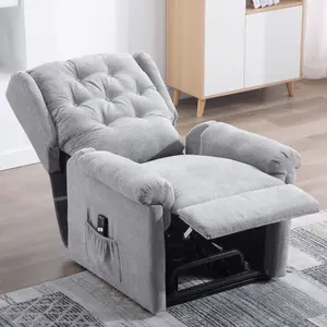 Barnsley Fabric Electric Single Motor Riser Rise Recliner Lift Mobility Tilt Armchair (Grey)