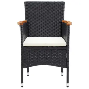 Berkfield Garden Dining Chairs 4 pcs Poly Rattan Black