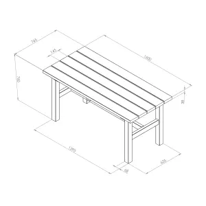 Zest Emily Wooden Dining Coffee Table Garden Patio Rectangular