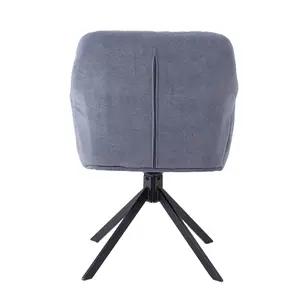 Grey Teddy Fleece Upholstered Swivel Home Office Chair with Metal Legs