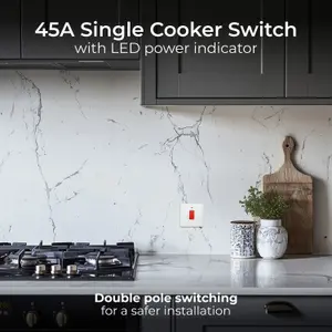 BG Evolve 45A Double Pole Cooker Switch & LED, Pearlescent White