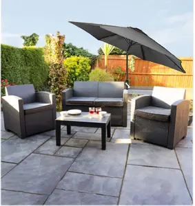 2m Grey Outdoor Crank and Tilt Garden Parasol