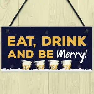 Red Ocean Novelty Be Merry Bar Sign Man Cave Pub Kitchen Plaque Gin Gifts