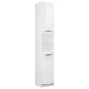 Berkfield Bathroom Cabinet High Gloss White 32x34x188.5cm Engineered Wood