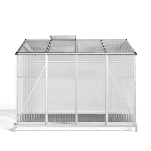 Polycarbonate Greenhouse Aluminium Frame Walk In Garden Green House with Base Foundation,Silver 8x6 ft