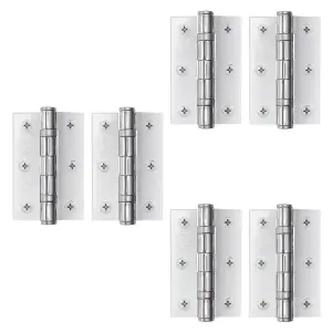 AFIT Polished Chrome Door Hinges - 3 Inch / 76mm  Internal Fire Door Hinges - 3 Pairs